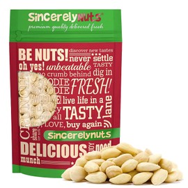 Sincerely Nuts – Whole Raw Blanched Almonds | 1 Lb. Bag | Delicious Guilt Free Snack | Low Calorie, Vegan, Gluten Free | Gourmet Kosher Food | Source of Fiber, Protein