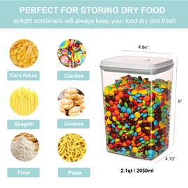 Cozey Daily Airtight Food Storage Container - 2.1qt / 2050ml Rectangle Pop Containers With Lids, Bpa Free for Spaghetti Cereal Flour Rice Kitchen Organizer