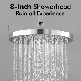 KES Shower Valve and Trim Kit Rain Shower Head Shower Faucet Set Complete Wall Mount Pressure Balance Shower Fixture Polished Finish, XB6202F18-CH