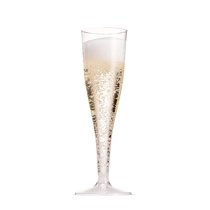 100 Plastic Champagne Flutes - 5 Oz Disposable Clear Champagne