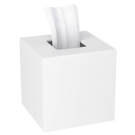 HIIMIEI Acrylic Tissue Box Cover 5.4x5.4x5.4'' Tissue Holder Napkin Dispenser for Home Office Restaurant-White
