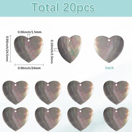 SUNNYCLUE 1 Box 20Pcs Shell Heart Charms Seashell Charms Bulk Natural Black Lip Hawaii Sea Flat Summer Love Beach Ocean Pendants for Jewelry Making Supplies DIY Craft Necklace Bracelet Earring Women