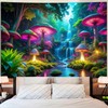 Miytal Blacklight Fantasy Mushroom Waterfall Tapestry – UV Reactive Neon