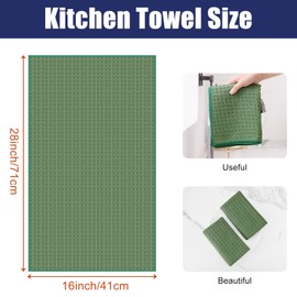 Homaxy Premium Microfiber Waffle Weave Kitchen Towels, 16 x 28 Inch Ultra Absorbent and Solid Color Dish Towels, 4 Pack, Grass Green