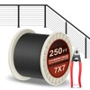 BLIKA 250FT 1/8" Black Stainless Steel Cable with Cutter, T316
