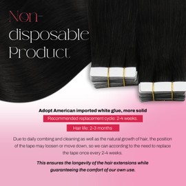 Moresoo Tape in Hair Extensions Human Hair Black Hair Extensions Tape in Extensions Human Hair Natural Black Hair Extensions for Women Real Human Hair Tape ins 24 inch 50g 20pcs