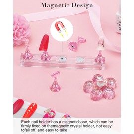 Nail Stand for Press On Magnetic Nail Tips Nail Holder for Painting Nails Fake Nail False Nail Design with Reusable Adhesive Putty Practice Nail Art Tools for Home Salon DIY Beginner Supplies