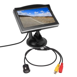 Qinlorgo Monitor retrovisor, Conjunto de de cámara de reversa Vista panorámica de 170° 1080P Alta definición 12‑24 V para vehículos recreativos para autobuses para camionetas