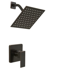 JingGang Oil Rubbed Bronze Shower Faucet Set Bathroom Rainfall Shower System with Stainless Steel Metal Shower Head Single Function Shower Trim Kit with Rough-in Valve