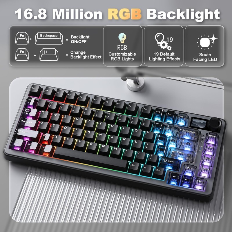 YUNZII B75 PRO MAX 75% Mechanical Keyboard (Black, Cocoa V2)