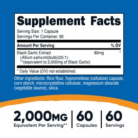 Nutricost Black Garlic (2,000 mg Equivalent) 60 Capsules - Aged Black Garlic Extract