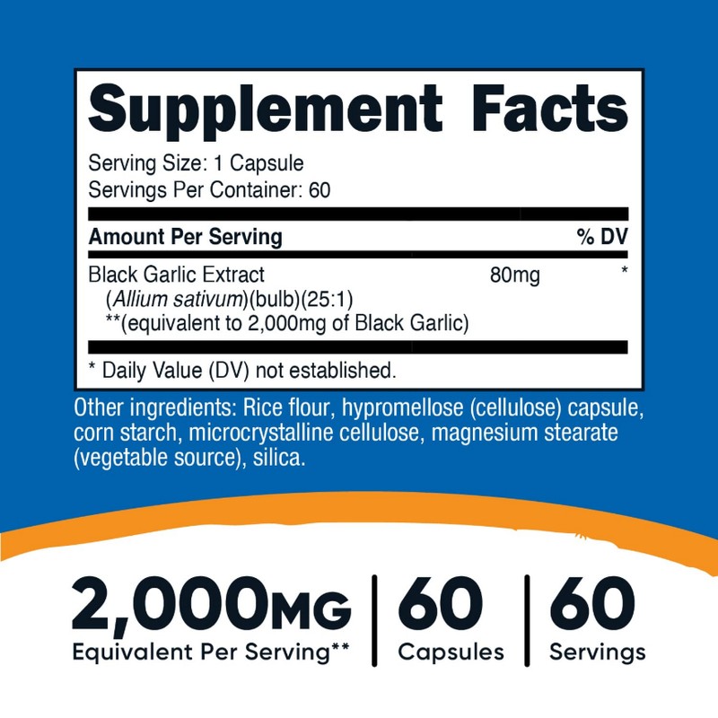 Nutricost Black Garlic (2,000 mg Equivalent) 60 Capsules - Aged