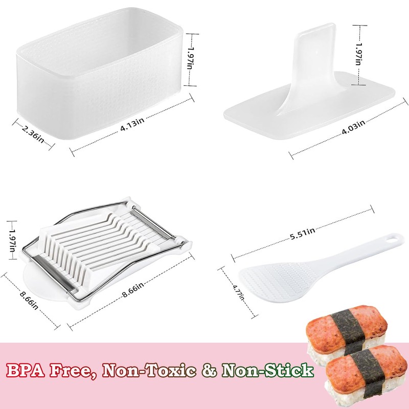 Spam Musubi Mold, 4 Pcs Musubi Maker Kit Spam Slicer