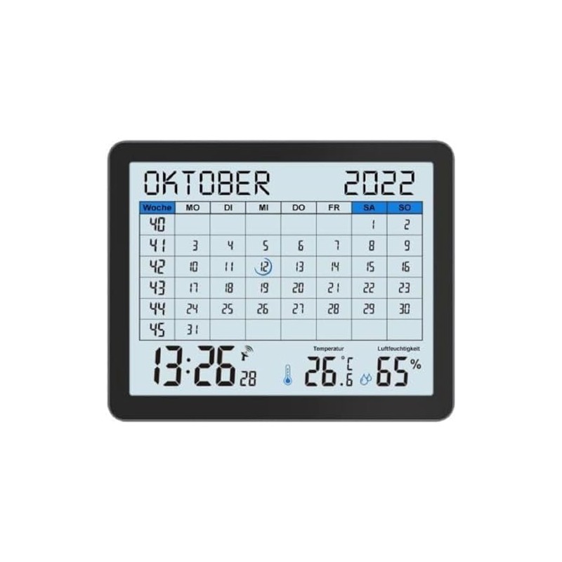 WT2600 Desk Calendar, Temperature Display, Humidity Display, Min/Max Display, 17