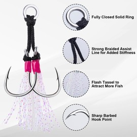 Goture Fishing Assist Hooks, Glow Jigging Double Assist Jig Hooks Kit Saltwater for Slow Pitch Fast Fall Vertical Jigging Lures