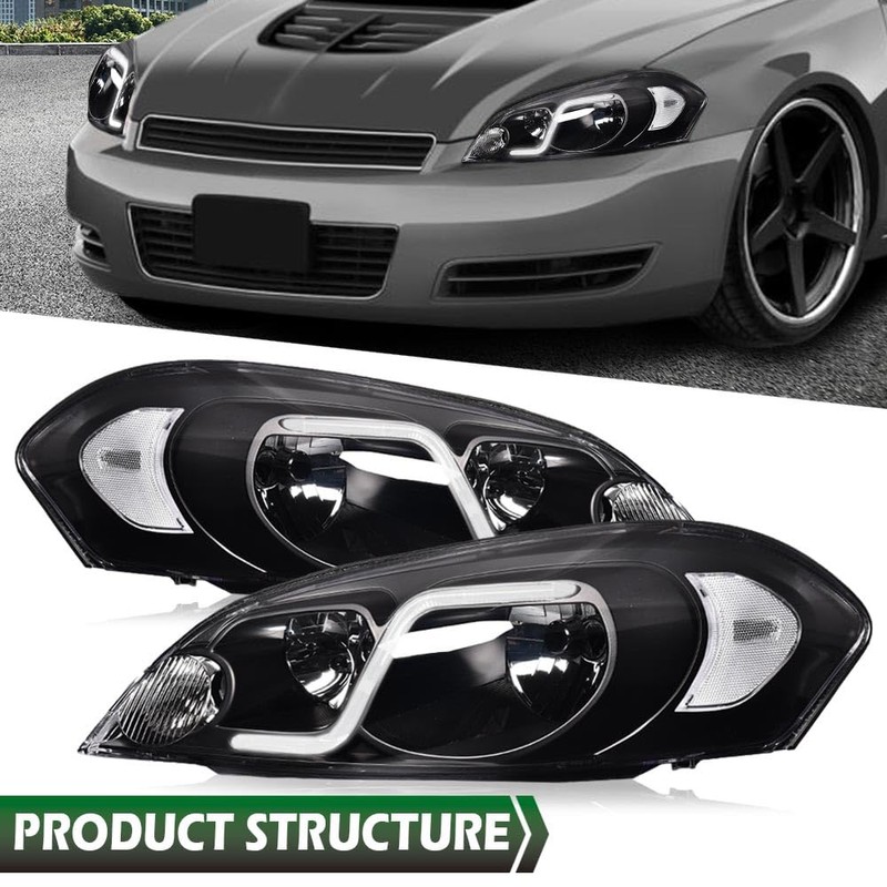 LQI LED DRL Headlight Compatible with Chevy Impala 2006-2013 /Fit