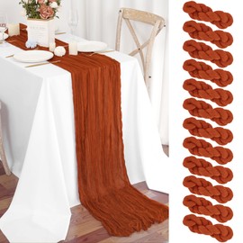 12 Pack Terracotta Cheesecloth Table Runner 55x300 cm Boho Gauze Cheese Cloth Table Runner for Wedding Party Baby Bridal Shower Birthday Decorations