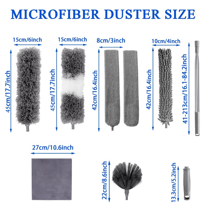 Dusters for Cleaning,9Pcs Feather Duster with Extension Pole Up to