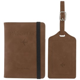 YELARXI Luggage Tag, PU Leather Luggage Tag Travel Baggage Labels Waterproof Tag Privacy Protection for ID Suitcase Identifier Backpack Bag Essential (Brown)