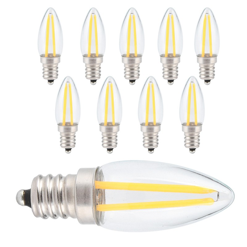 10Pcs E12 Long Filament Small LED Light Bulbs Dimmable Lamp