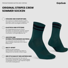 GripGrab Original Stripes Crew Style 70s Retro Summer Cycling Socks Striped Cycling Socks Cool Bicycle Socks