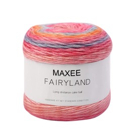 Maxee Farbverlaufsgarn, 100g 250 Meter Cupcake Bobbel, Regenbogenstreifen, Mehrfarbiges Gradient Häkelgarn, Häkeln Baumwoll Strickgarn, zum Pullover, Hüte, Mütze, Schal, Decke - Wassermelonenrot