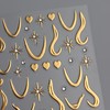 4 Sheets Gold French Line Nail Stickers 3D Self-Adhesive Gold