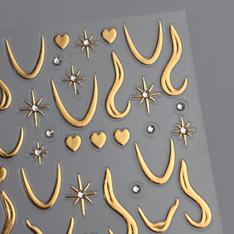 4 Sheets Gold French Line Nail Stickers 3D Self-Adhesive Gold