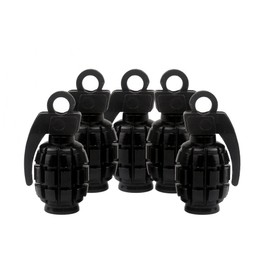 SENZEAL 5x Grenade Bomb Tyre Valve Caps Aluminum Alloy Car Motorbike Dust Stem Caps Black
