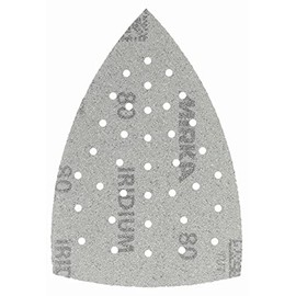 Mirka Iridium Sanding Triangle Premium Sandpaper 100x152x152mm 36-hole hook and loop, Grit 80, 10 pcs/For sanding paint, putty, primer, wood, steel, mineral-based materials, plastic