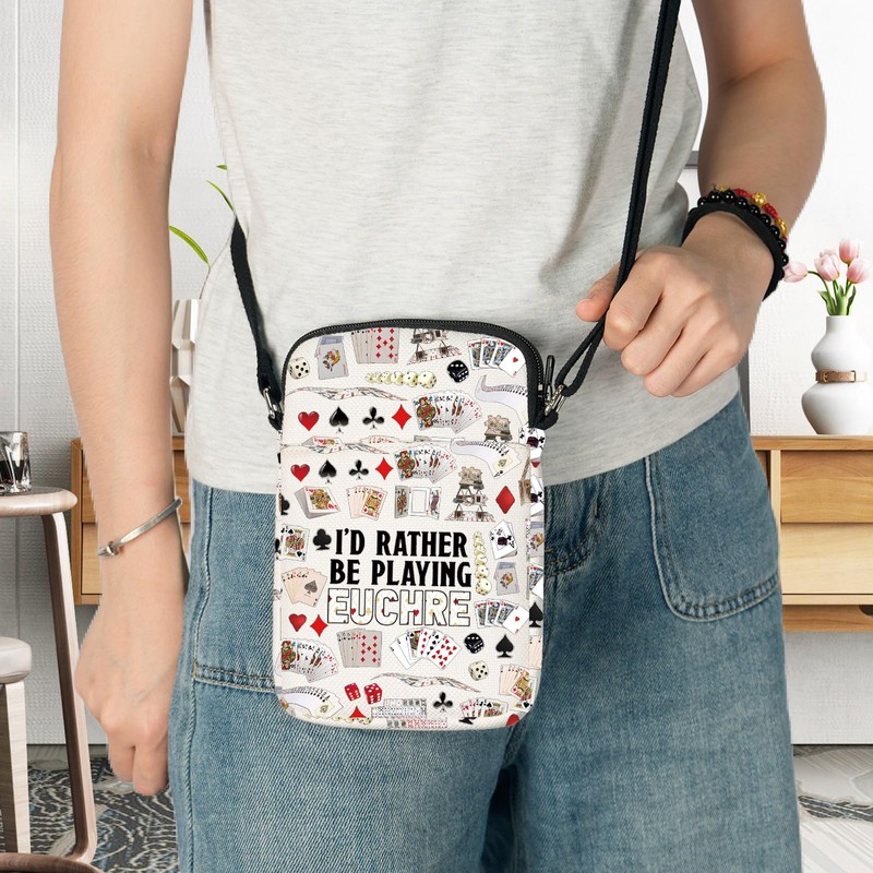 WZMPA Funny Euchre Crossbody Bag Euchre Game Lover Gift I'd