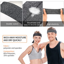12 Pieces Unisex Tie Sports Headbands for Basketball, Running, Tennis, Karate, Athletics (Black, Dark Gray, Light Gray)