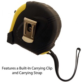 PRECISE Metal Tape Measure | 25 Feet (7.6 m) Long | 1" (2.5 m) Wide | Triple Lock System | Belt Clip & Wrist Strap | Dual Inch & Millimeter Reading