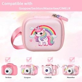Kids Camera Case for Goopow/Seckton/Masterbee/CIMELR/Desuccus/OUTUVAS/Dylanto/GKTZ/DITUPAN Children Digital Video Camera Toys Camcorder Storage Holder Carrying, Pink Unicorn(Case Only) (Pink Unicorn)
