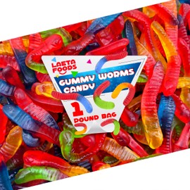 Gummy Worms Candy | 1 Pound Bag | Assorted Fruit Flavored | Gummy Candy with Chewy Texture | Classic Gummi Worms for Kids' Parties and Candy Buffets
