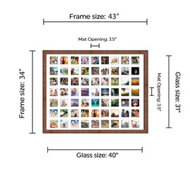 CountryArtHouse Brown Collage Frame With Mat - 31x40 Solid Wood Frame For (63) 4" x 4" Photos - Rustic Brown Matted Instagram 4x4 Collage Photo Frame with Mat with Multi Opening Picture Matte