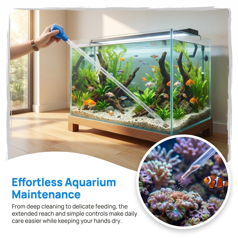 27.7 Inch Extra Long Aquarium Turkey Baster, 50ml Fish Tank