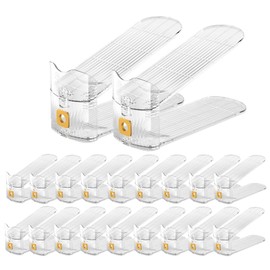 CiBiZi Clear Shoe Slots Organizers 20Pack Shoe Stacker Organizer for Closet Shoe Stackers for a Pair of Shoes Shoe Display Shelf Shoe Rack Holders Space Saver Organizador de Zapatos (Clear)