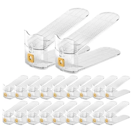 CiBiZi Clear Shoe Slots Organizers 20Pack Shoe Stacker Organizer for Closet Shoe Stackers for a Pair of Shoes Shoe Display Shelf Shoe Rack Holders Space Saver Organizador de Zapatos (Clear)