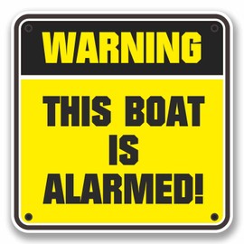 2 x 10cm This Boat is Alarmed Warning Vinyl Sticker Bike Motorcycle Gift #9748 (10cm Wide x 10cm High)