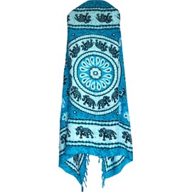 Sarong Wrap from Bali Your Choice of Design Beach Cover Up (Elephant Mandala Turquoise)