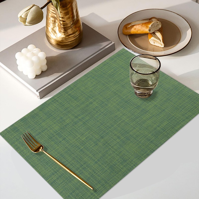 Vinyl Placemats Set of 8, PVC Woven Washable Non-Slip Table