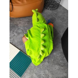 Alltops Kids Cotton Hooded Towel Cartoon Unicorn Dinosaur Bathrobe Bath Poncho Towel for Boys Girls, 0-4 years, Green Dinosaur
