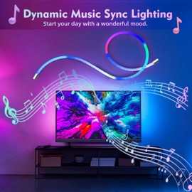 XSY CSZXINGSY 16.4ft Neon LED Rope Lights, 360° Luminous Waterproof Strip with Music Sync, Remote & APP Control, USB-Powered Flexible Lighting for Indoor/Outdoor Gaming Room, Bedroom, and Wall Decor