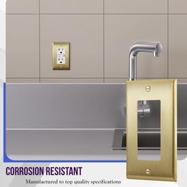 ENERLITES Decorator Switch or Outlet Metal Wall Plate, Stainless Steel 201, Corrosion Resistant, Size 1-Gang 4.50" x 2.76", 7731-BB-10PCS, Brushed Brass, Gold (10 Pack)