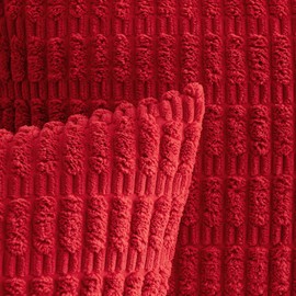 Woaboy Pack of 2 Red Corduroy Decorative Throw Pillow Covers 18X18 Inch Couch Pillow Covers Soft Boho Throw Pillows Modern Farmhouse Home Decor for Sofa Living Room Bed