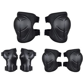 Bebeay Protecciones Patines para Bicicleta Niños, Juego de Rodilleras + Muñequeras +Coderas de Patinaje de Niños, para Equitación, Ciclismo y Protección de Seguridad Multideporte, 6 Piezas, Negro