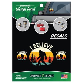 Sasquatch I Believe Decals - Set of 3 Rustic Color Bigfoot Silhouette Vinyl Car Stickers for Truck Window Bumper Laptop Tumbler