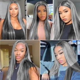 26 28 30 Inch Highlight Bundles Human Hair Ombre Bundles Color P1bgrey Straight Bundles Human Hair Two Tone Black Mixed With Silver Straight Bundles Color Gray Bundles Human Hair