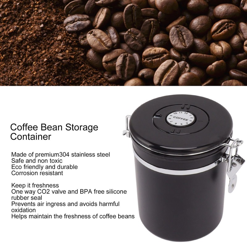 Coffee Bean Storage Container 304 Stainless Steel Exhaust Valve Coffee